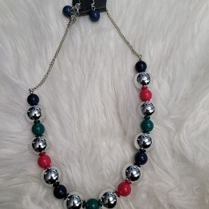 Paparazzi Pink Blue Silver necklace set
